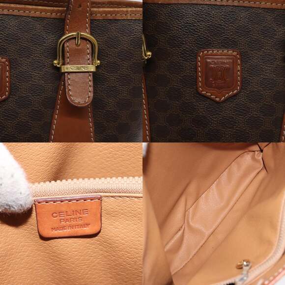 CELINE Macadam Canvas Tote Bag Pvc Brown Gold - Picture 11 of 13